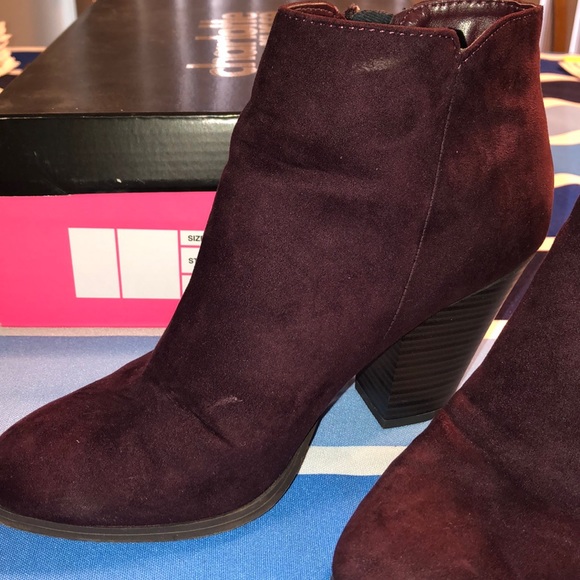 Charlotte Russe Shoes - Maroon side zip bootie.